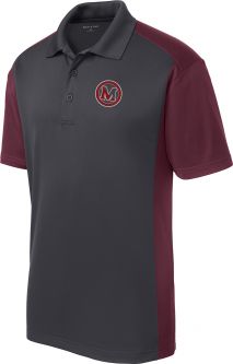 Colorblock Micropique Sport-Wick Polo, Iron Grey/Maroon